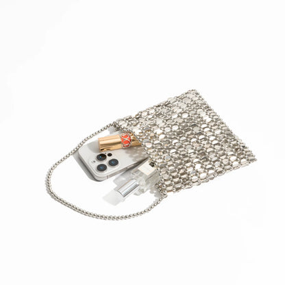 Handmade Bead Bag Bead Glitter Woven Phone Bag Luxury Bags for Women Shiny Sequins Shoulder Crossbody Bag Evening Hobos