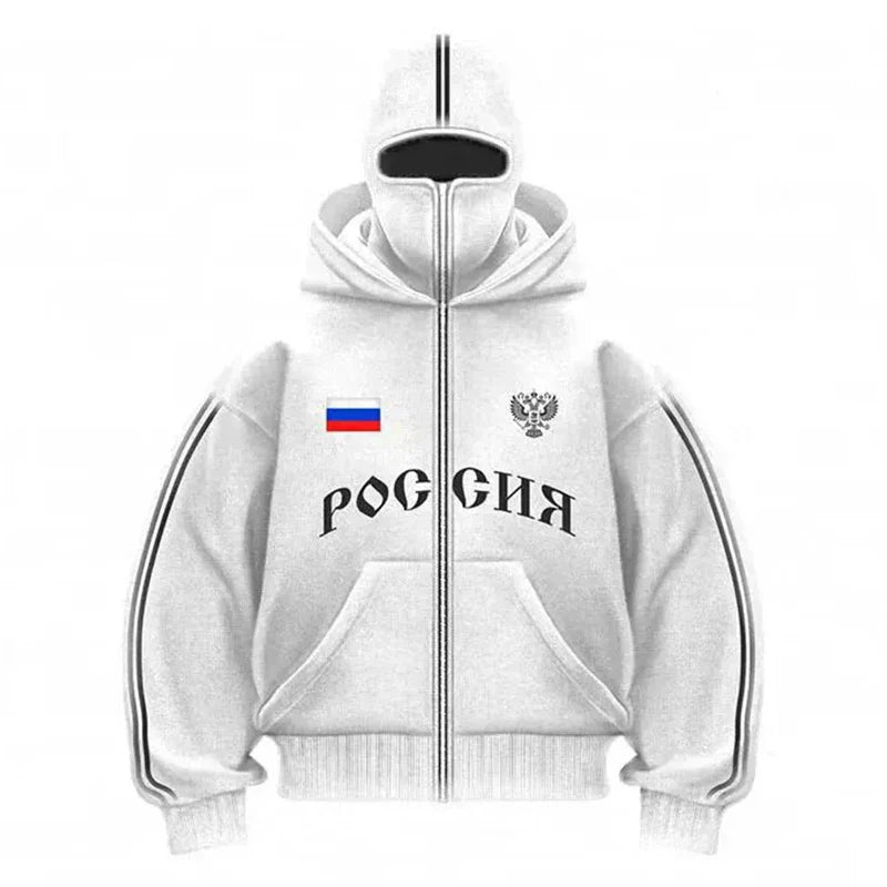 Popular Gothic Hip-hop Men Coat New Autumn Winter 2000s Zipper Letter Printing Design Unisex Hoodie Casual Loose Women Streetwea