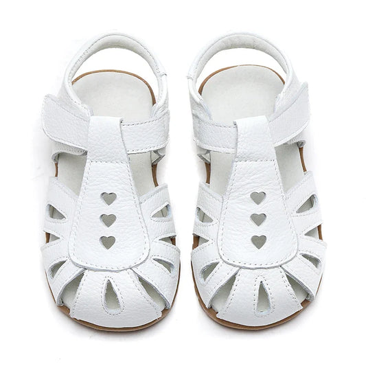 Full Genuine leather Soft sole Girls flat Sandals closed toe kids girls summer shoes