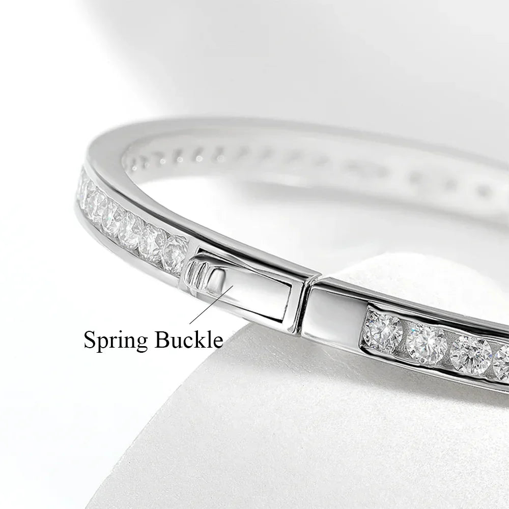 2.5mm Full Moissanite Bangle For Women 100% S925 Silver Sparkling D Color VVS Lab Diamond Bracelet Party Fine Jewelry Gift