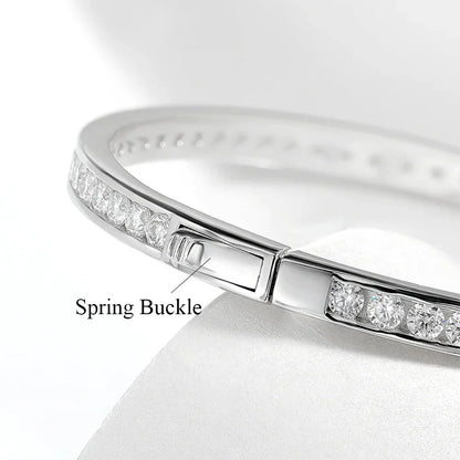 2.5mm Full Moissanite Bangle For Women 100% S925 Silver Sparkling D Color VVS Lab Diamond Bracelet Party Fine Jewelry Gift