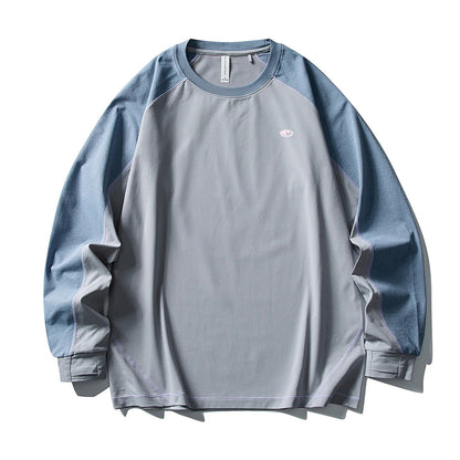 Men's Color - Block Long Sleeve UV Protection Shirt  Lightweight Quick - Dry Antibacterial Outdoor T - Shirt