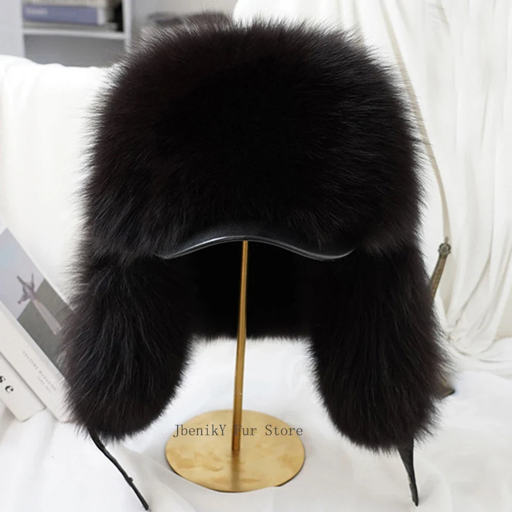 2026 Cap 100% Raccoon Dog Full Fur Fox Fur Hat Men's Fur Ear Protection Winter Thickened and Warm Russian Hat Men's Trend
