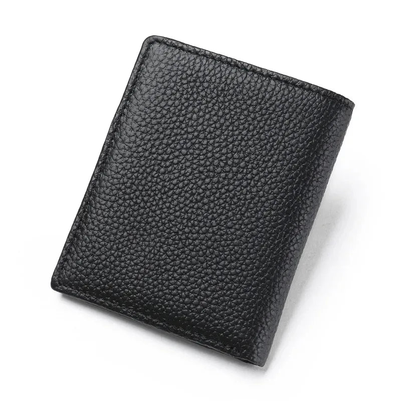 100% Genuine Leather Men Wallet Premium Product Real Cowhide Wallets For Man Short Black Credit Card Cash Receipt Holder Purse