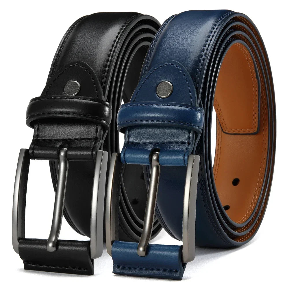 Men Belts High Quality Genuine Leather LONG Large Pin Buckle Metal Automatic Buckle Male Belts Strap Male