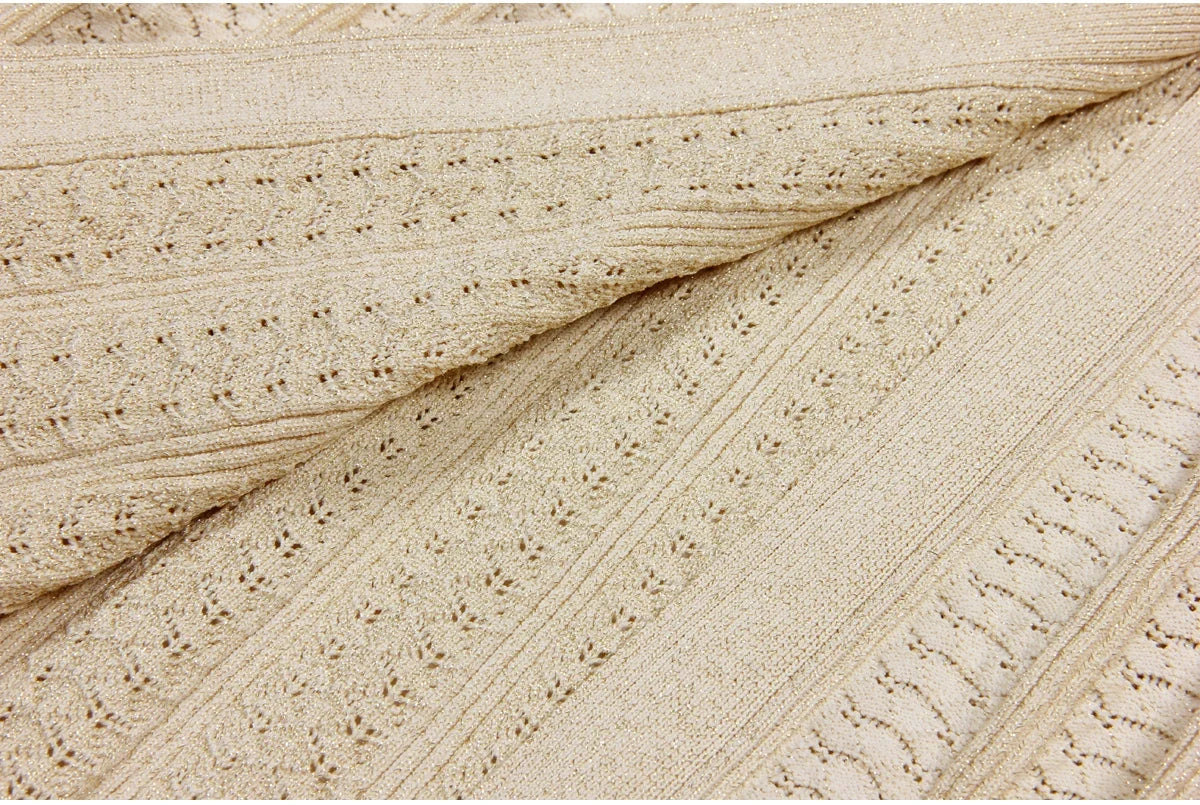 High Quality Fashionable Elastic Bright Silk Knitted Round Neck 7-inch Sleeve Single Row Button Lace Slim Fit Women's Dress