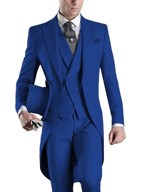 Costume Homme 3 Pieces Fashion Tuxedos Groom Wedding Men Suits Tuxedo Terno Masculino De Pour Hommes Blazer (Jacket+Pants+Vest)