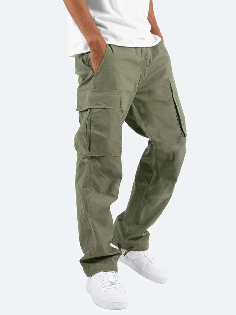 American Men Cargo Pants Casual Work Trousers Multi-pocket Workwear Straight Pants Spring Autumn Lightweight Fashion Streetwear