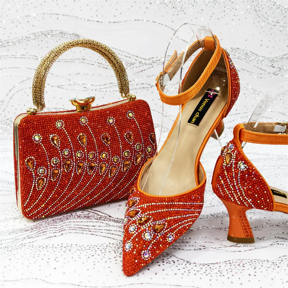 Elegant Italian Design Pointy Heels with Rhinestone-Embellished Laurel Shape - Comfortable & Durable for Every Occasion