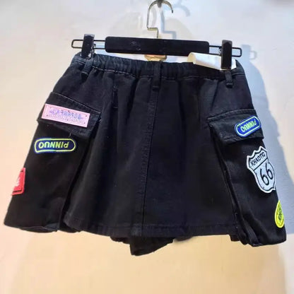 2026 Summer New Embroidery Letter High Waist Cargo Pocket Denim Shorts Women