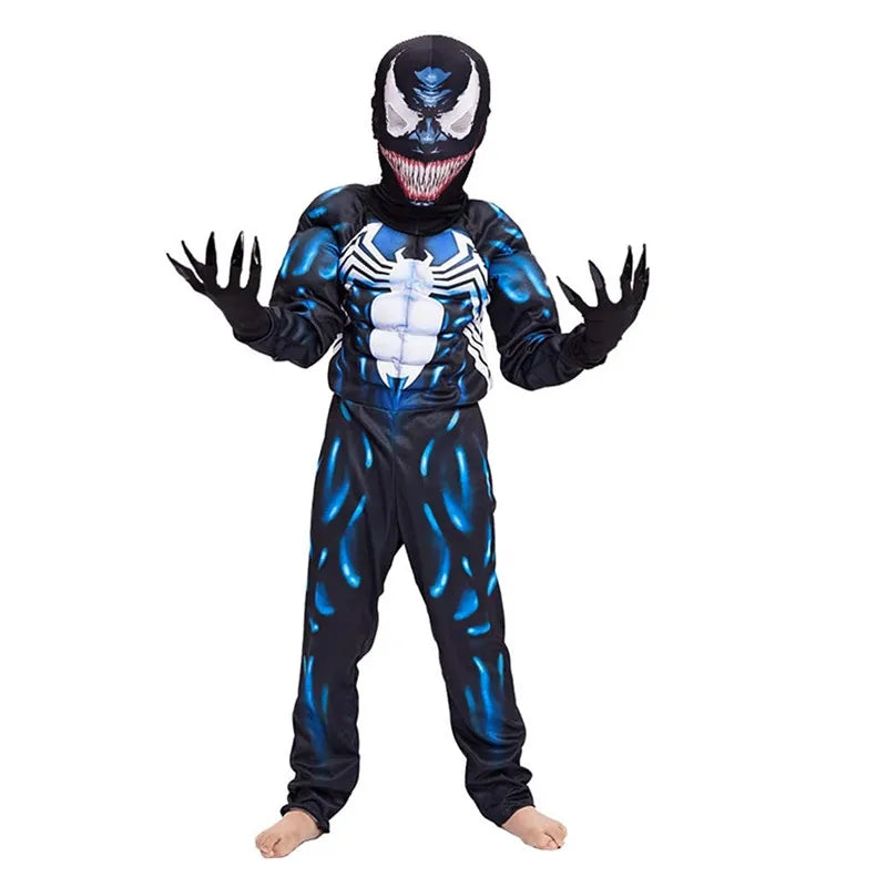 Kids Superhero Black Spider Costume Ghost Costume Onesie 3D Spandex Unisex Jumpsuit Bodysuit for Kids Halloween Cosplay
