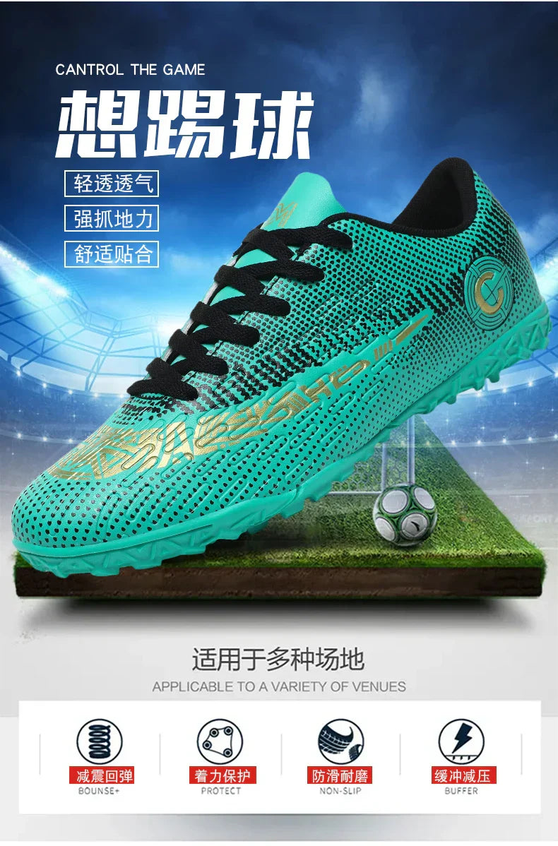 Large Size FG/TF High Quality Mens Soccer Shoes Non-Slip Turf Soccer Cleats for Kids Training Football Boots Chuteira Campo 48