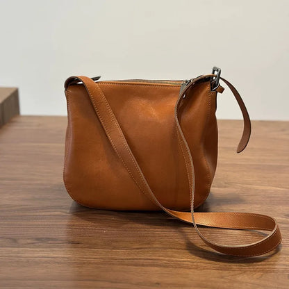 Simple Genuine Leather Women's Shoulder Bags 2026 New Nature Soft Cowhide Solid Color Versatile Crossbody Bags