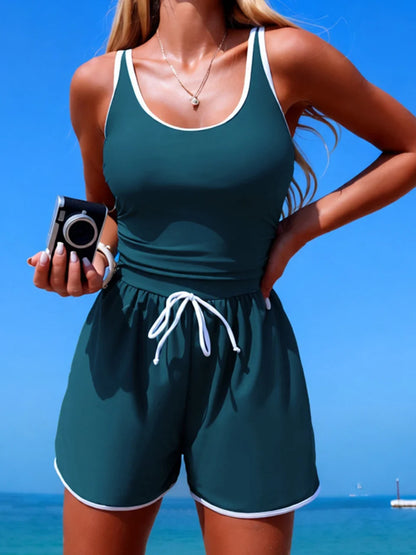 2026 Women's One-Piece Swimsuit European American Style Sport Swimwear Conservative Bodysuit Bathers Swimming Beachwear Plus 2XL