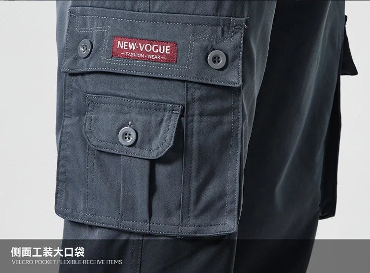 Autumn Work Pants Men Multi-pockets Cargo Trousers Casual Wear-resistant Workwear Spring Straight Pant Outdoor Hiking Trousers