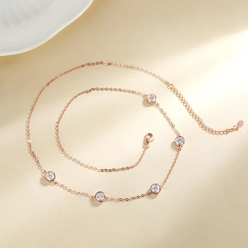 Bubble Each 5mm All Moissnaite Necklaces for Women Luxury Female Neck Chain 100% Sterling Silver S925 Fine Jewelry GRA