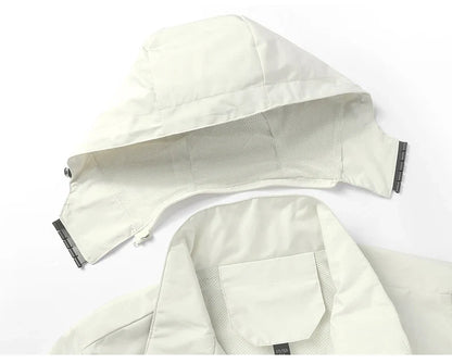 Waterproof Jacket Men Outdoor Windbreaker Jacket Removable Hooded Full Zip Coats Men Lightweight Softshell Outerwear Spring Fall