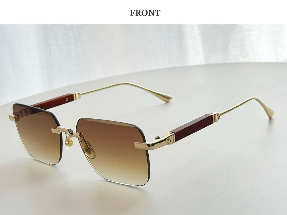 Rimless Sunglass Men Vintage 2025 Fashion Glasses Square Sunglasses Women Trendy And Fashionable Gafas De Sol Hombre Zonnebril