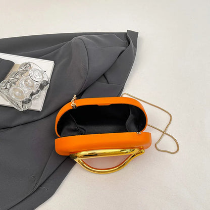 Women PU Leather Metal Handle Handbag & Removable Strap Crossbody Shoulder Bag Hand-held Shoulder Clutch Bag for Evening Dinner