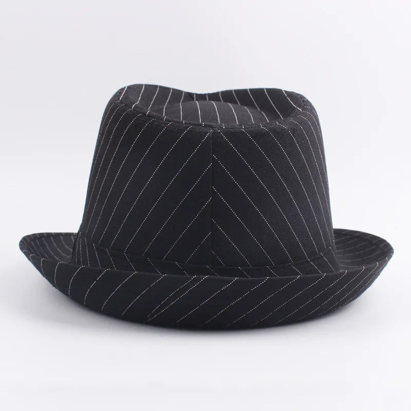 Spring and Autumn British Black and White Striped Cloth Jazz Fedoras  Men's New Casual Versatile Couple Sunshade Hat Outdoor
