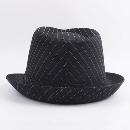Spring and Autumn British Black and White Striped Cloth Jazz Fedoras  Men's New Casual Versatile Couple Sunshade Hat Outdoor