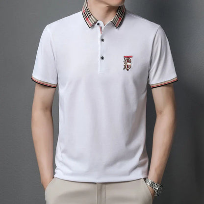 Men's Summer New Embroidered Short Sleeved Polo Shirt Luxury Brand Trendy Casual Lapel T-Shirt Breathable Top Men's Clothing