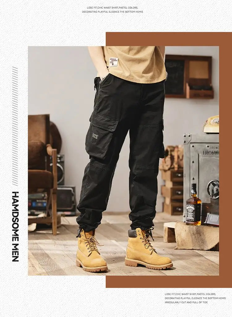 Men Fashion Military Cargo Pants Regualr Straight Fit Cotton Camouflage Green Black Grey Color Trousers W9202