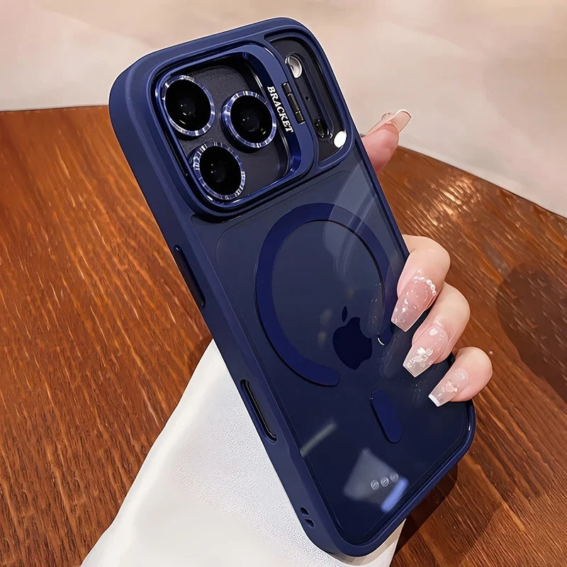 Luxury for Magsafe Magnetic attraction Bracket Case for IPhone 17 16 15 13 12 Pro Max Lens Holder Protection Clear Cover