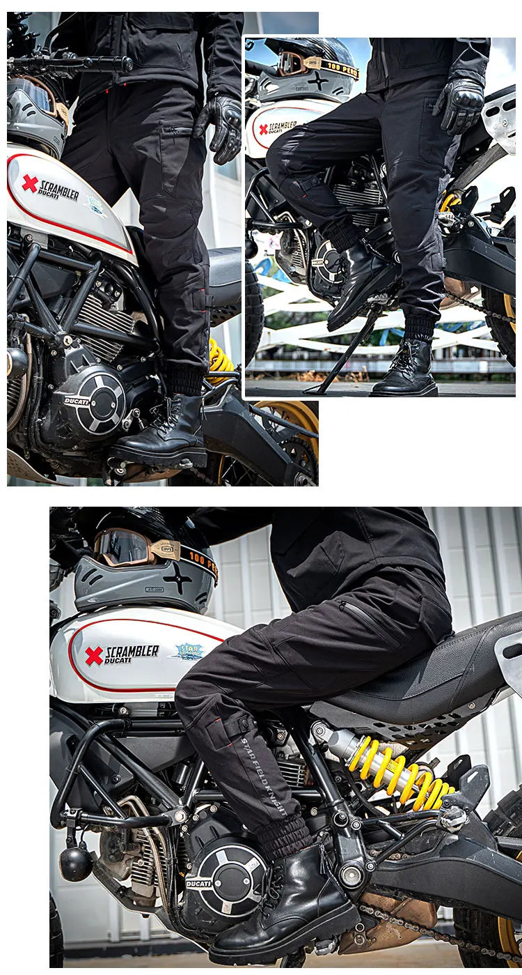 Men's Motorcycle Pants Winter Plus Fluff Warm Windproof Splash-proof Water Riding Trousers With CE Protective Accessories