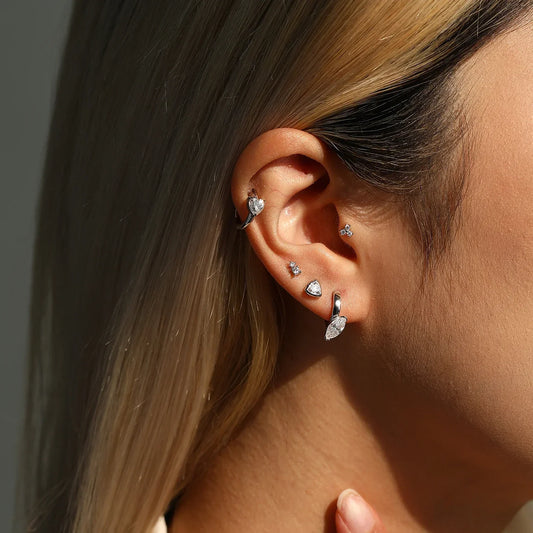 Dazzling D Color Moissanite Ear Buckle 925 Sterling Sliver Neutral Lab Diamond Hoop Earrings For Women OL Fine Jewelry