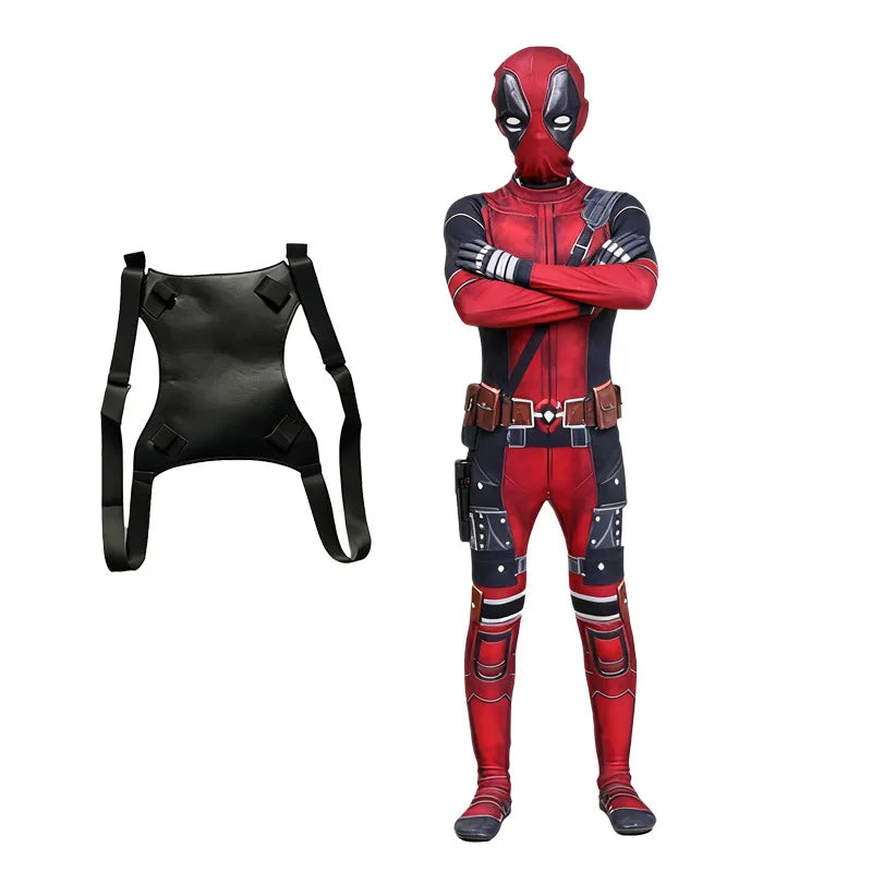 Cosplay Deadpool Costume Kids High Quality Spider-Man Child Halloween Cosplay Costume Deadpool Sword Set Adult Bodysuit Costume
