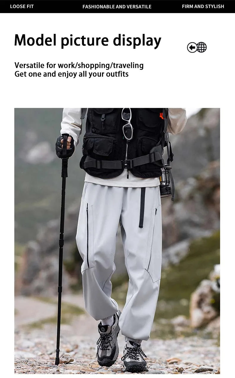 Hiking Pants Men Waterproof Windproof Pants Breathable Loose Trousers Fishing Cycling Trekking Camping Outdoor Sport Pant Autumn