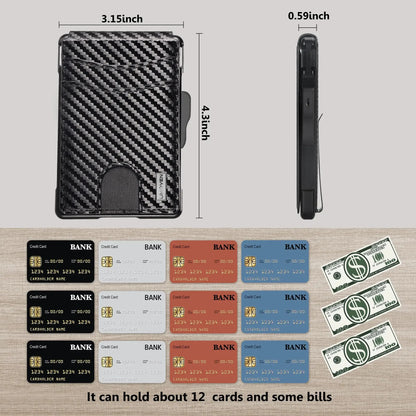 Portefeuille pour hommes, portefeuille minimaliste pour hommes 9-13 cartes, portefeuille compact et mince avec pince à billets et fenêtre d'identification, blocage RFID intelligent Pop Up C