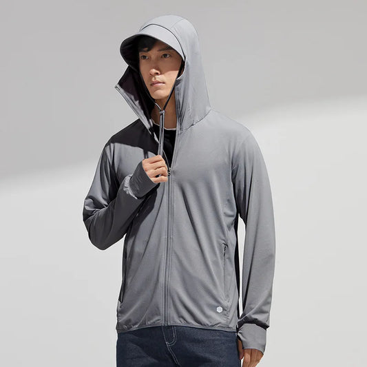 Men's Summer New Sunscreen Clothing Women's Large Brim UPF50 + UV Protection Ice Silk Sunscreen Clothing Outdoor Skin Clothing
