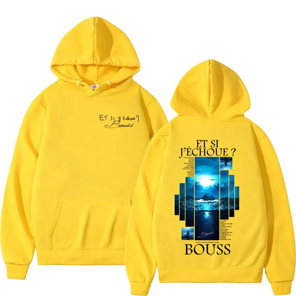 Rapper BOUSS ET SI J'ECHOUE ?   Tour 2025 Hoodie Men's Women Hip Hop Long Sleeve Fashion Oversized Sweatshirts Fleece Streetwear