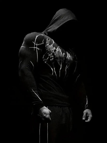 Men'S European Size Sports Fitness Pullover Sweatshirt，Hooded Bodysuit Half-Zip Quick-Dry Stretchy Long-Sleeve Sweatshirt。