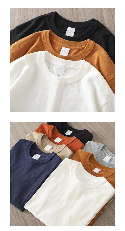 11.2 Oz Heavyweight Autumn Long Sleeved T Shirt for Men 100%Cotton Plain Shirt O-Neck White Tops Oversized Men's Clothing