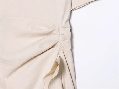 Women's Dress New Pleated Slit Midi Dress Spring Sexy Elegant Women's Long Dress