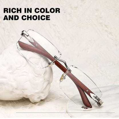 Photochromic Rimless Sunglasses Women Trendy Luxury Square Sunglass Men Vacation Sunscreen Fashion Glasses Gafas De Sol Hombre