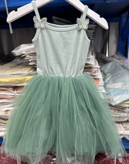 2026 Summer Baby Girls Kids Cute Tutu Sling Dress Sleeveless Tulle Birthday Party Vestido Ballet Princess Dress Children Clothes