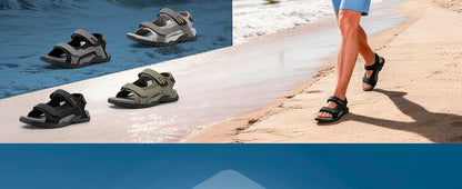 FitVille Mens Sandal Wide Toe Box Walking Athletic Sandals For Men With Arch Support Cushion Slip-Resistant Beach Sandals