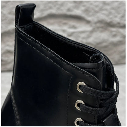 Men's Hidden Heel Motorcycle Boots - Goth Punk Ankle Boots with Thick Sole for Height Increase | Elevator Shoes