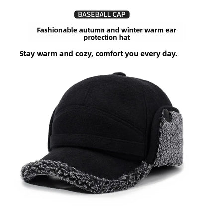 Autumn and Winter New Warm Lei Feng Hat Men's Father Outdoor Leisure Thickened in The Elderly Fleece Hat Baseball Cap Ear Cap
