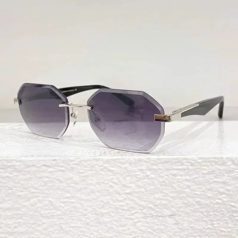 Rimless Polygon Luxury Sunglasses Acetate Alloy Gold Brand Irregular Square Original Classical Retro UV400 Gafas Hot