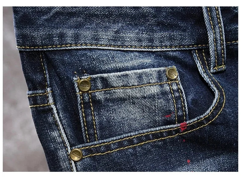 Vintage Short Jeans Men 2024 Summer New Ripped Hip Hop Graffiti Male Denim Shorts Streetwear Hole Knee Length Pants