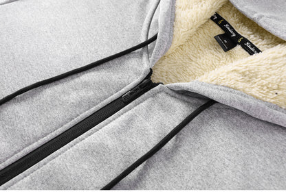 Winter Fleece Jacket Men's Casual Thickened Wool Jacket Warm Zipper Hoodies Cardigan Sports Long Sleeve Sweatshirts Hooded Coat