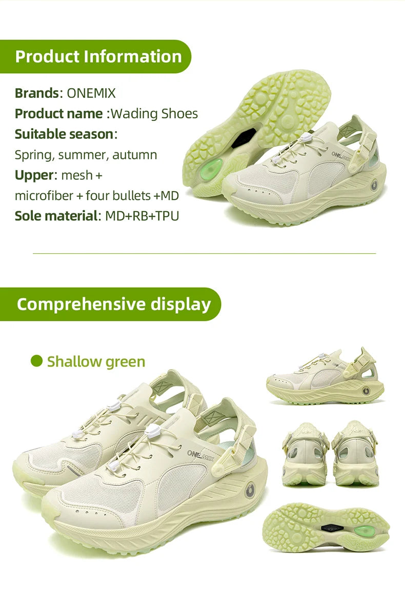 Breathable Mesh Quick Dry Water Shoes Shock Absorb Anti Slip Rock Grain Light Hiking Sneakers Unisex Outdoor Camping