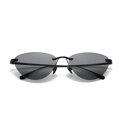 Frameless Cat Eye Sunglasses Fashion New Irregular Sun Glasses Titanium Men Driving Glasses Women Outdoor UV Resistant Eyewear