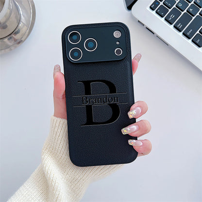 Custom Capital Letters Name Artificial Leather Multicolored Phone Case Gift For iPhone 17 16 15 14 13 12 11 Pro Max 17 Air Plus