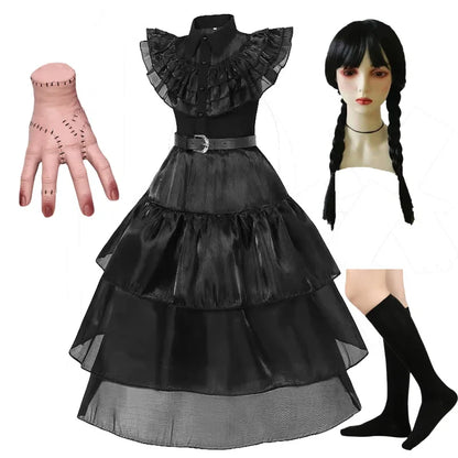 Girls Halloween Cosplay Costume Black Gothic Clothes Costume Kids Carnival Fancy Dress Up